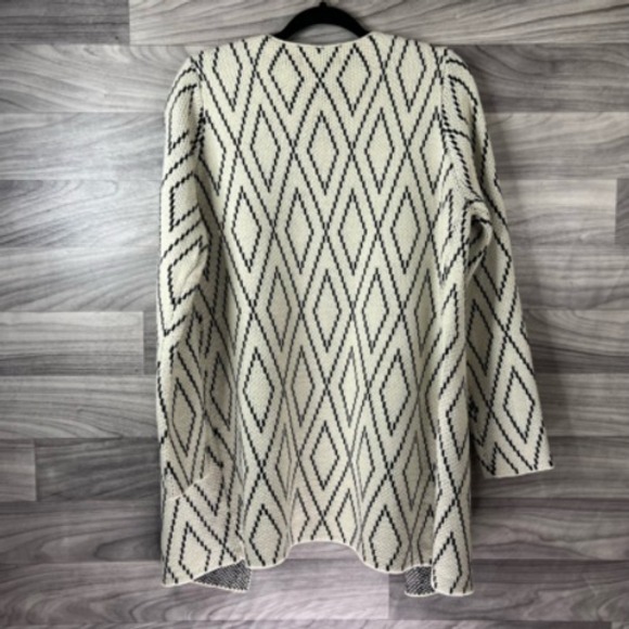 Oliver By Escio Womens Cardigan Sweater Beige Diamond Long Sleeve Open Front M - Picture 8 of 12